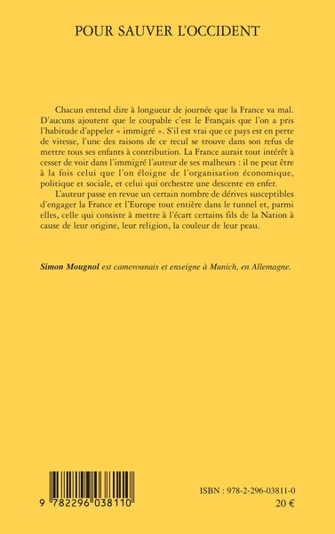 Pour sauver l'Occident (9782296038110-back-cover)