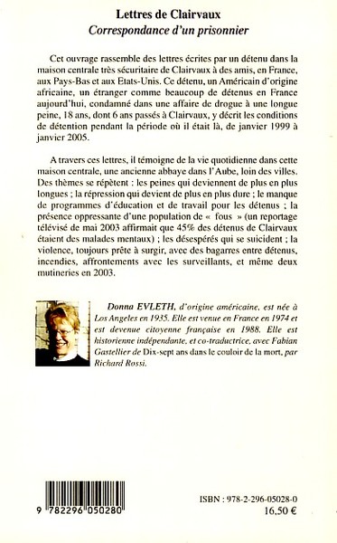 Lettres de Clairvaux, Correspondance d'un prisonnier (9782296050280-back-cover)