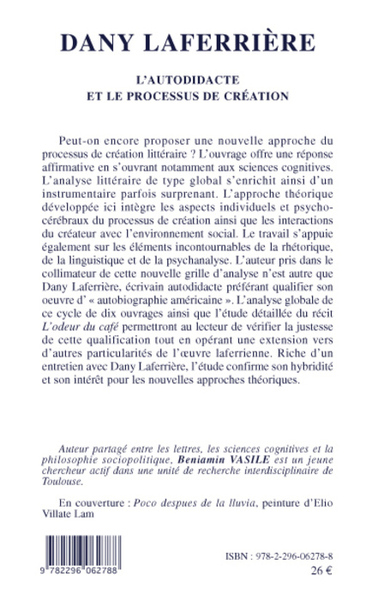 Dany Laferrière, L'autodidacte et le processus de création (9782296062788-back-cover)