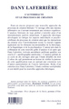 Dany Laferrière, L'autodidacte et le processus de création (9782296062788-back-cover)