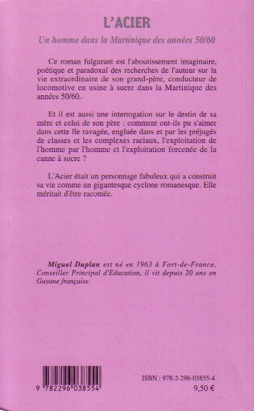 L'Acier, Un homme dans la Martinique des années 50/60 (9782296038554-back-cover)
