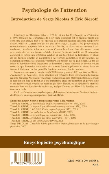 Psychologie de l'attention (9782296033658-back-cover)