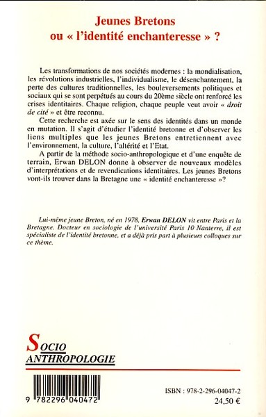 Jeunes Bretons ou "l'identité enchanteresse"? (9782296040472-back-cover)