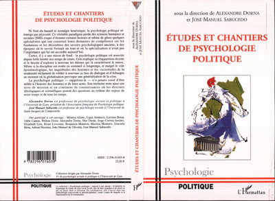 Etudes et chantiers de psychologie politique (9782296014039-front-cover)