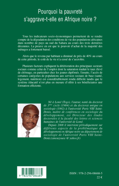 Pourquoi la pauvreté s'aggrave-t-elle en Afrique noire ? (9782296086685-back-cover)