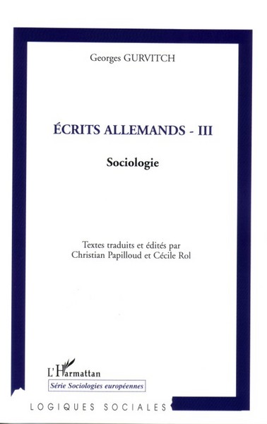Ecrits allemands - III, Sociologie (9782296006072-front-cover)