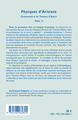 Physiques d'Aristote, Commentaire de Thomas d'Aquin - Tome 2 (9782296062825-back-cover)