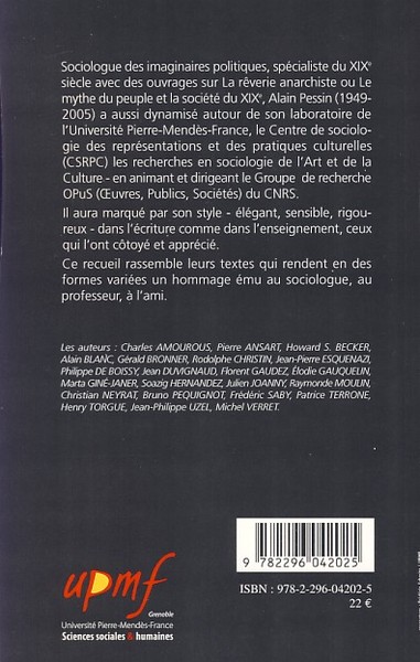 Hommages à Alain Pessin, Un sociologue en liberté (9782296042025-back-cover)