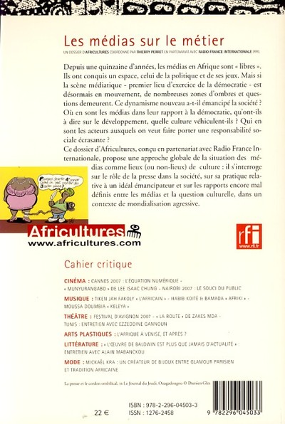Africultures, Les médias sur le métier (9782296045033-back-cover)