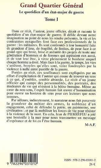 Grand Quartier Général, Le quotidien d'un état-major de guerre - Tome I (9782296031012-back-cover)