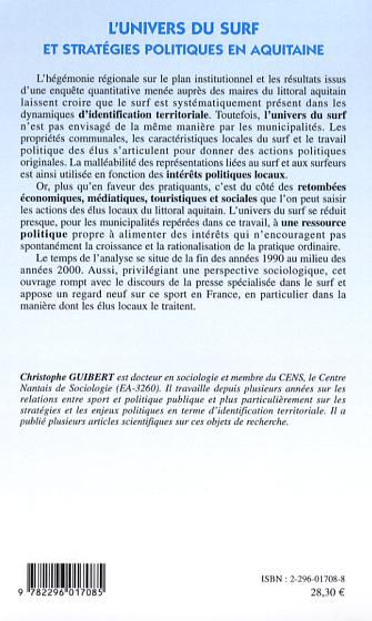 L'Univers du surf et stratégies politiques en aquitaine (9782296017085-back-cover)