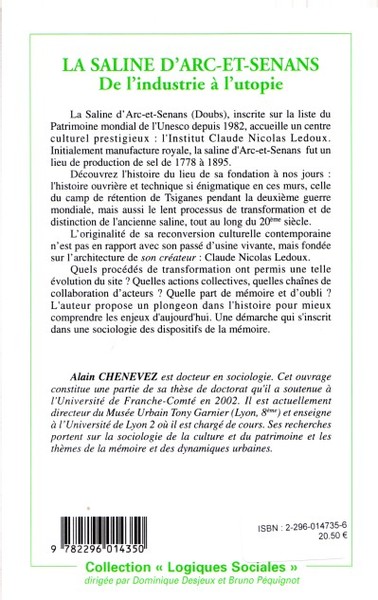 La Saline d'Arc-et-Senans, De l'industrie à l'utopie (9782296014350-back-cover)