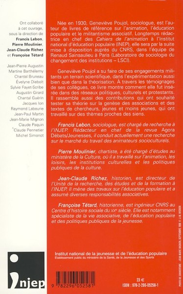 Un engagement à l'épreuve de la théorie, Itinéraires et travaux de Geneviève Poujol (9782296052581-back-cover)