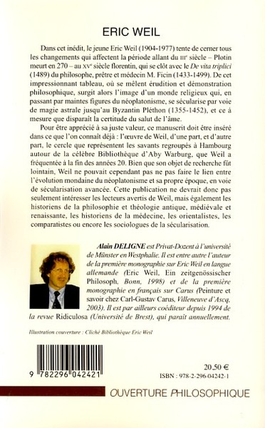 Eric Weil, Ficin et Plotin (9782296042421-back-cover)