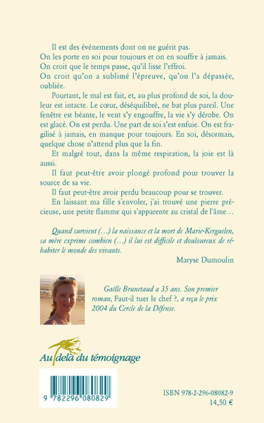 Marie-Kerguelen, Histoire d'un deuil périnatal (9782296080829-back-cover)