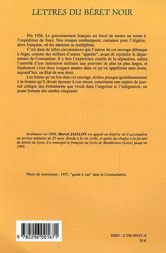 Lettres du béret noir, (Algérie 1956-1958) (9782296001671-back-cover)
