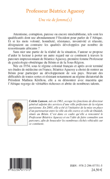 Professeur Béatrice Aguessy, Une vie de femme(s) (9782296077515-back-cover)
