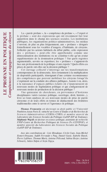 Le profane en politique (9782296058255-back-cover)