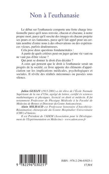 Non à l'euthanasie (9782296030251-back-cover)