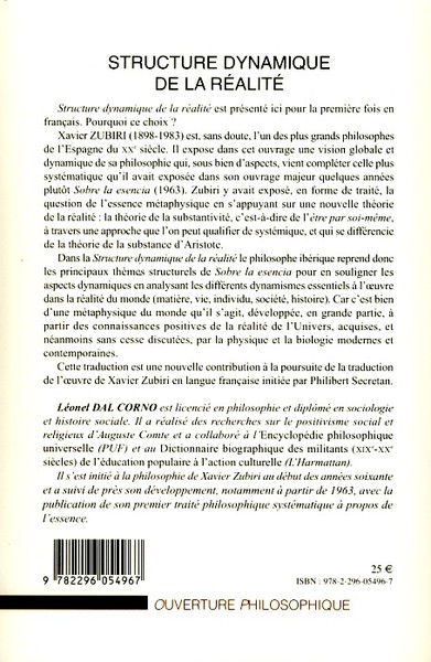 Structure dynamique de la réalité (9782296054967-back-cover)