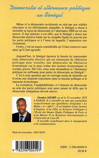 Démocratie et alternance politique au Sénégal (9782296004597-back-cover)