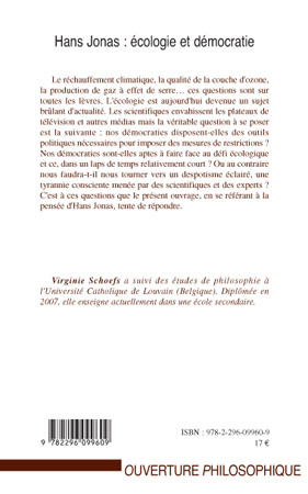 Hans Jonas : écologie et démocratie (9782296099609-back-cover)