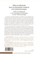 Affect et affectivité dans la philosophie moderne et la phénoménologie, Affekt und Affektivität in der neuzeitlichen Philosophie (9782296053328-back-cover)