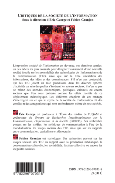 Critiques de la société de l'information (9782296070318-back-cover)