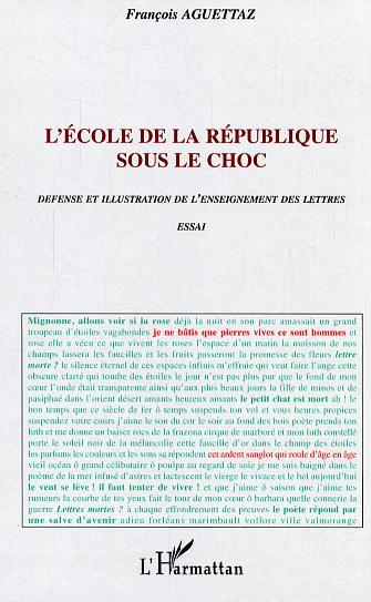 L'école de la république sous le choc, Défense et illustration de l'enseignement des lettres - Essai (9782296002326-front-cover)