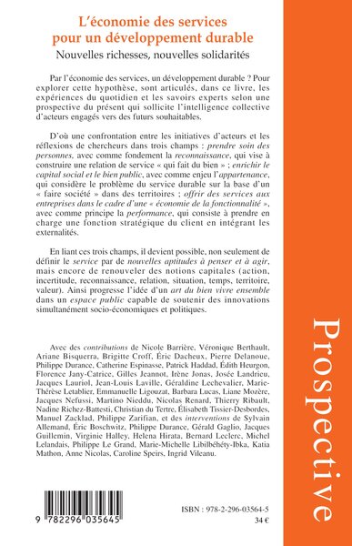 L'économie des services pour un développement durable, Nouvelles richesses, nouvelles solidarités (9782296035645-back-cover)