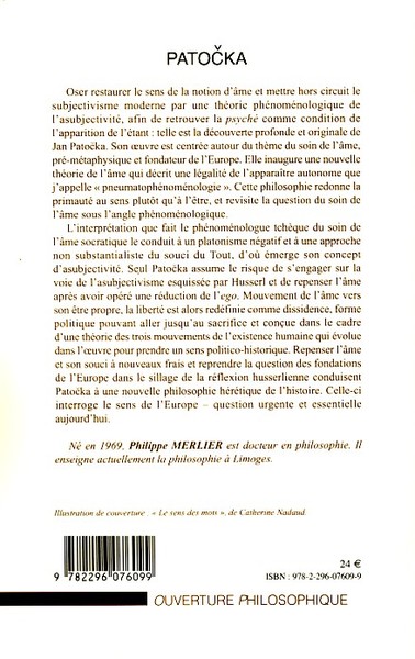 Patocka, Le soin de l'âme et l'Europe (9782296076099-back-cover)