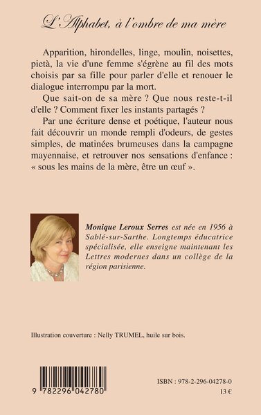L'Alphabet, À l'ombre de ma mère (9782296042780-back-cover)