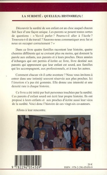 La surdité : Quelle(s) histoire(s)! (9782296054509-back-cover)