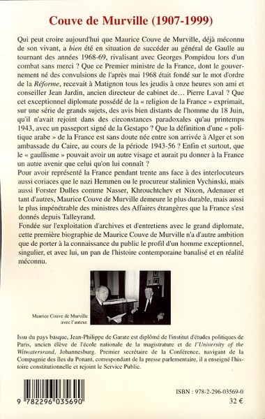 Couve de Murville (1907-1999) (9782296035690-back-cover)