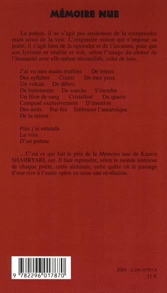 Mémoire nue (9782296017870-back-cover)