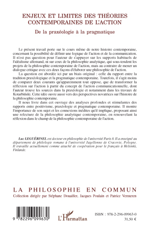 Enjeux et limites des théories contemporaines de l'action, De la praxéologie à la pragmatique (9782296099630-back-cover)