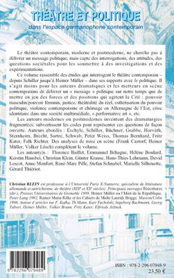 Théâtre et politique, Dans l'espace germanophone contemporain (9782296079489-back-cover)