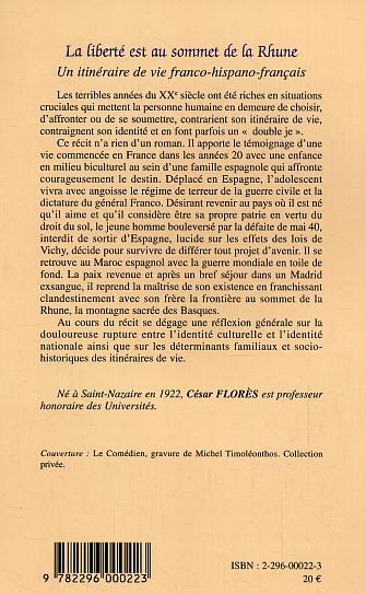 La liberté est au sommet de la Rhune, Un itinéraire de vie franco-hispano-français (9782296000223-back-cover)