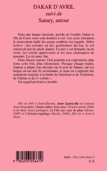 Dakar d'Avril, Suivi de Sanary, autour (9782296056619-back-cover)