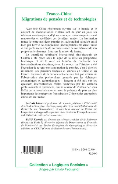 France-Chine, Migrations de pensées et de technologies (9782296023406-back-cover)