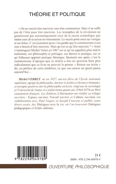 Théorie et Politique (9782296049789-back-cover)