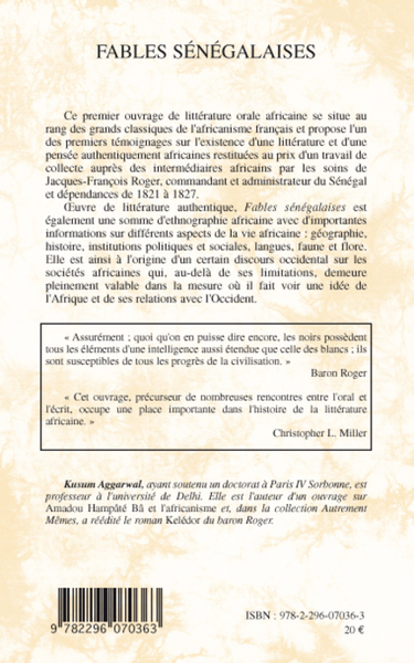 Fables sénégalaises (9782296070363-back-cover)