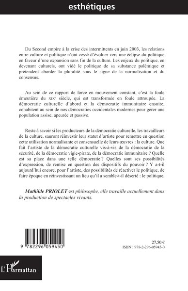 La denrée culturelle, Eclipse du politique, expansion de la culture (9782296059450-back-cover)