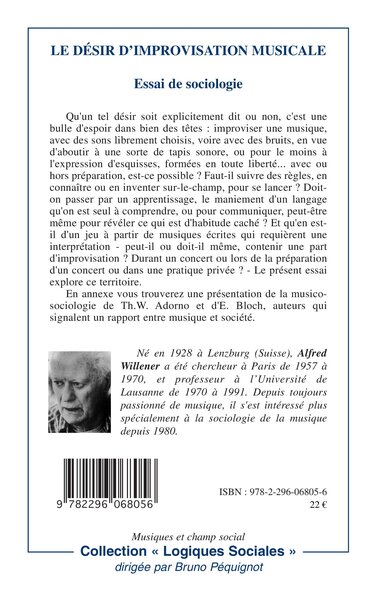 Le désir d'improvisation musicale, Essai de sociologie (9782296068056-back-cover)