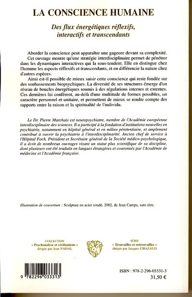 La conscience humaine, Des flux énergétiques réflexifs, interactifs et transcendants (9782296033313-back-cover)