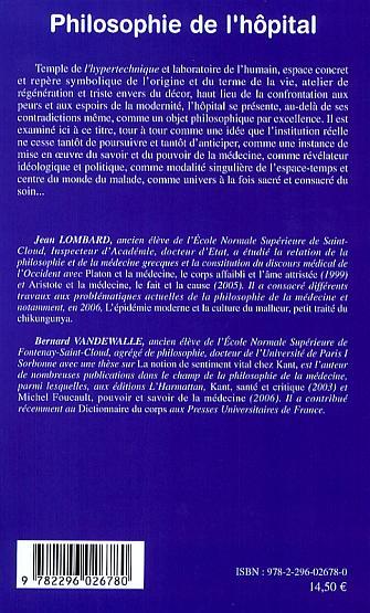 Philosophie de l'hôpital (9782296026780-back-cover)