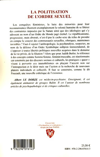 La politisation de l'ordre sexuel (9782296076143-back-cover)