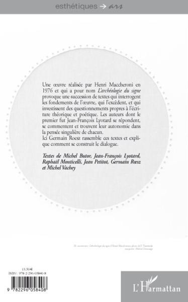 Essais sur l'archéologie du signe d'Henri Maccheroni (9782296058408-back-cover)