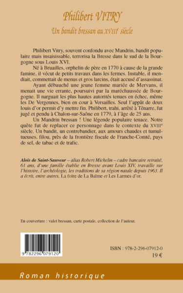 Philibert VITRY, Un bandit bressan au XVIIIe siècle (9782296079120-back-cover)