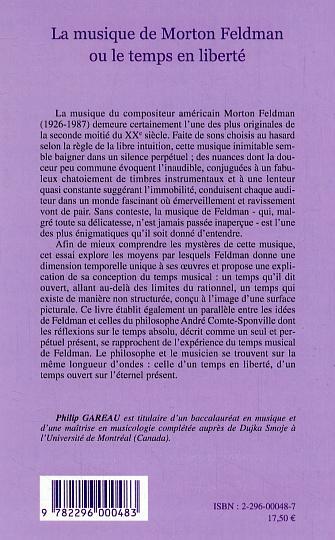 La musique de Morton Feldman ou le temps en liberté (9782296000483-back-cover)